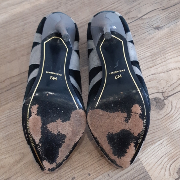 Charles Jourdan Grey Black Suede Heels Size 6 - Picture 7 of 7